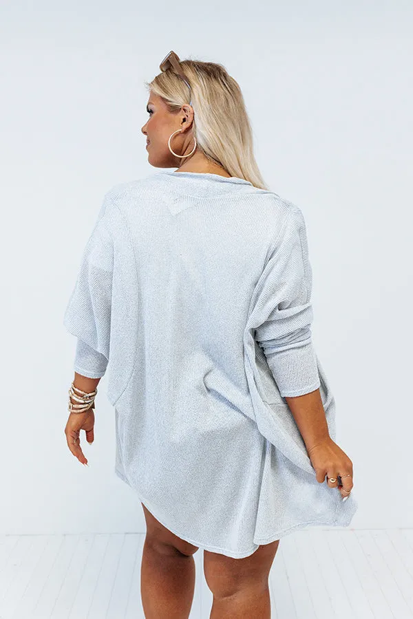 After Work Social Cardigan in Light Sky Blue Curves