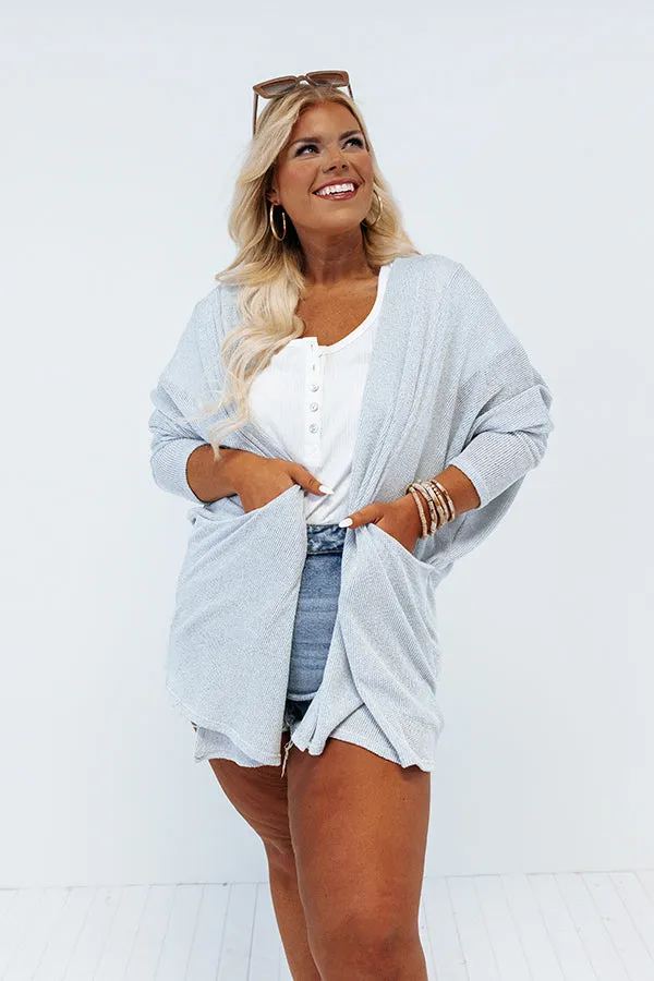 After Work Social Cardigan in Light Sky Blue Curves