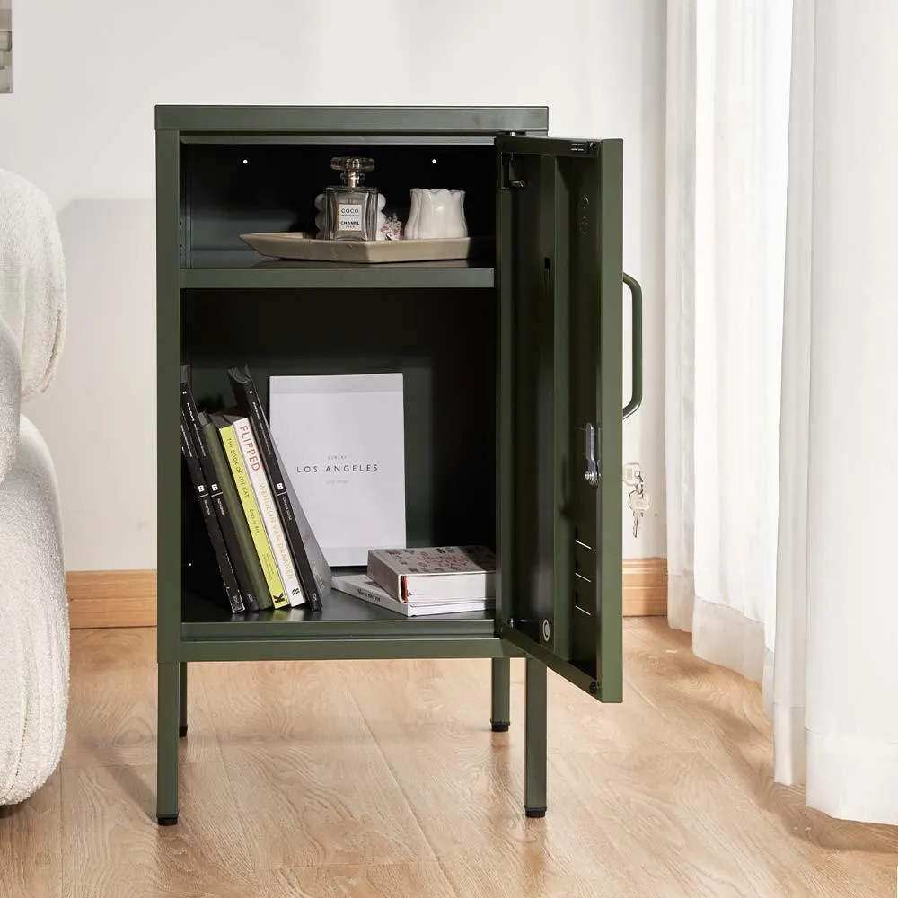 ArtissIn Mini Metal Locker Storage Shelf Organizer Cabinet Bedroom Green