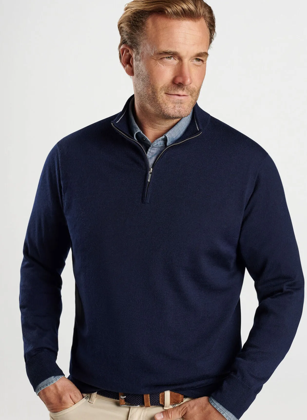 Autumn Crest Quarter-Zip in Navy by Peter Millar