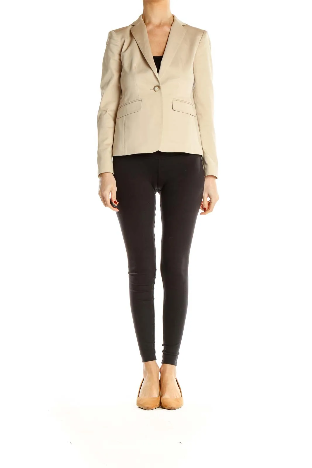 Beige Classic Single-Button Blazer