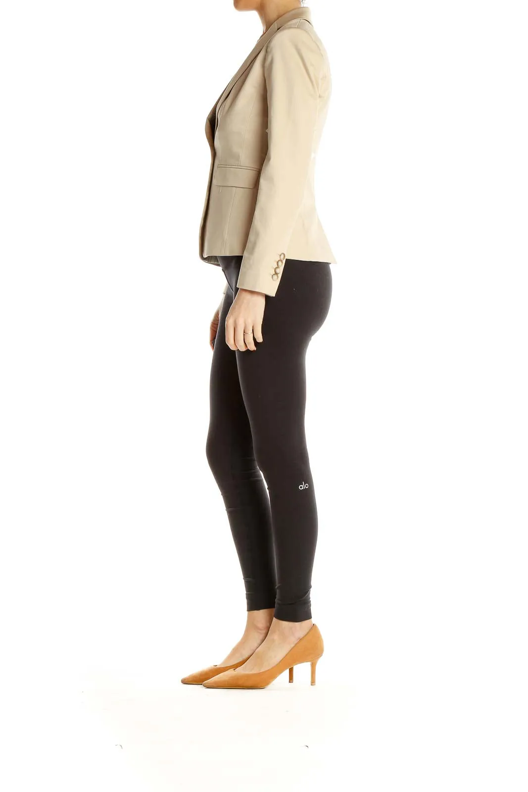 Beige Classic Single-Button Blazer