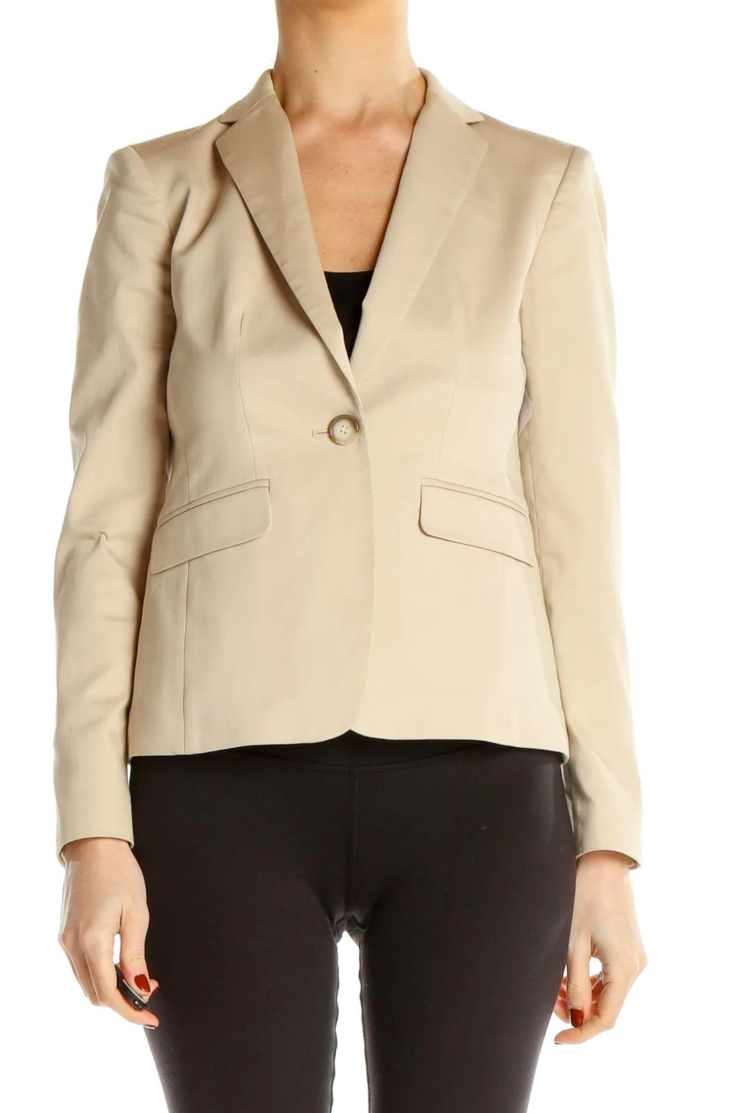 Beige Classic Single-Button Blazer