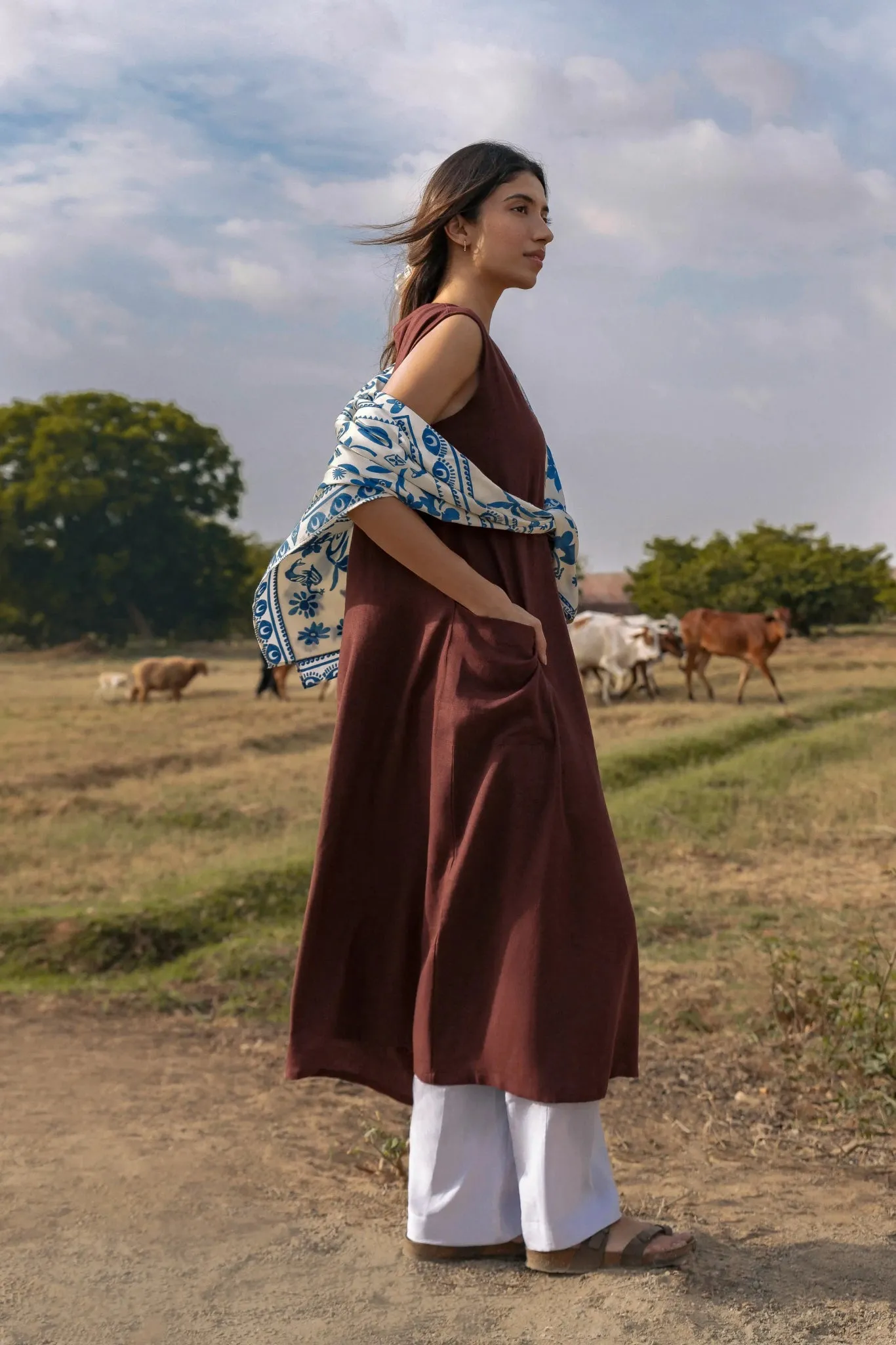 Burgundy A-Line Dress