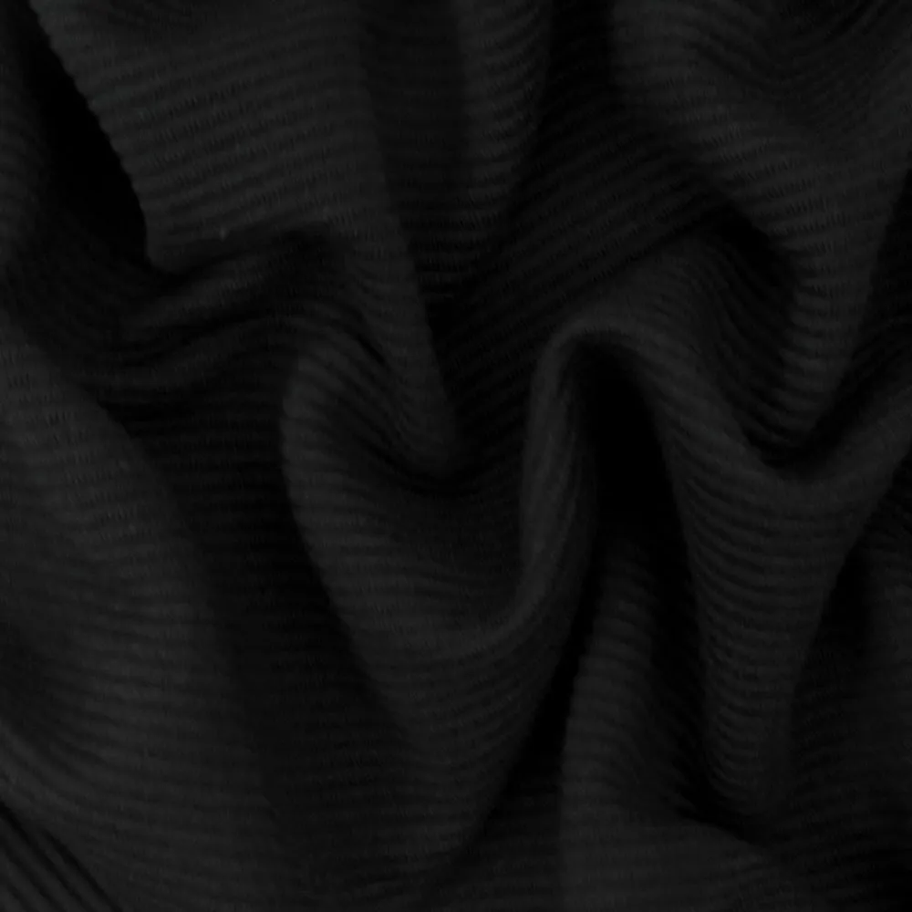 Classic Black Stripe Stretch Polyester Double Knit Fabric