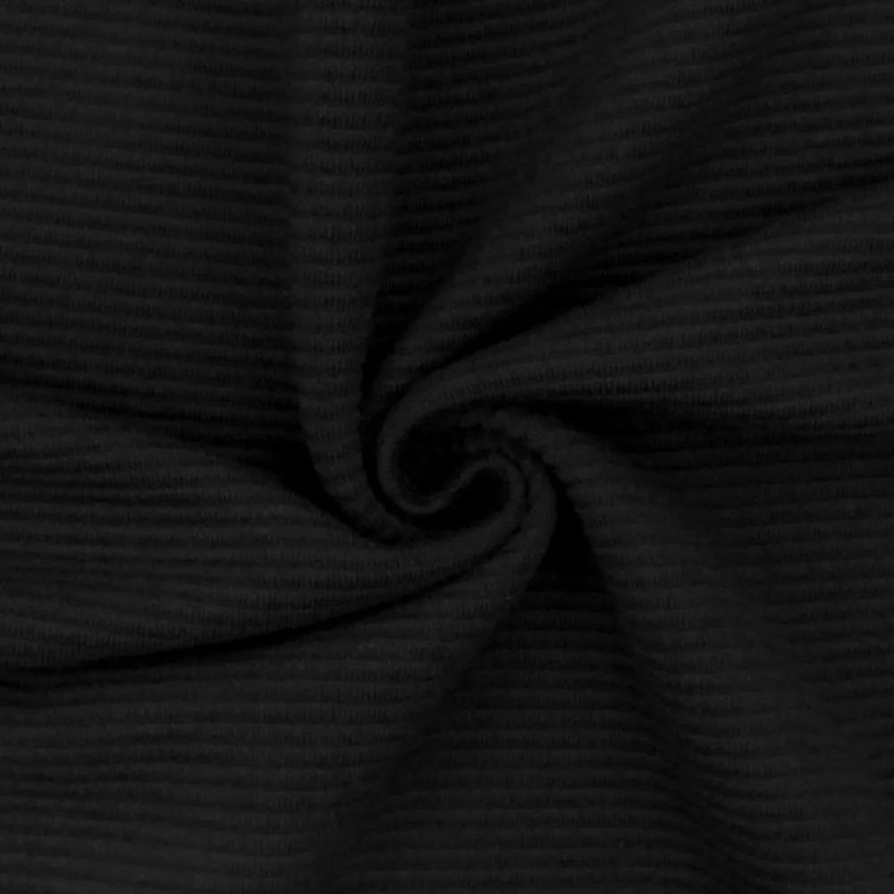 Classic Black Stripe Stretch Polyester Double Knit Fabric