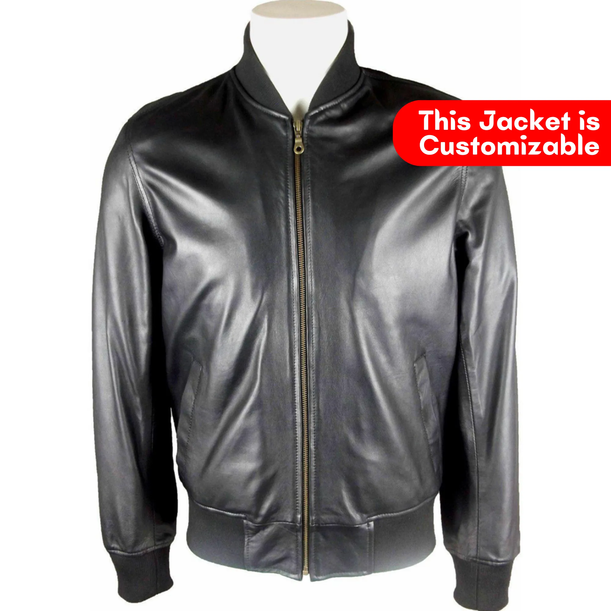 Classic London Men's black Leather Bomber Jacket