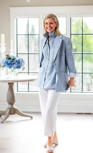 Elegant Charlie European  Boyfriend Linen Blazer