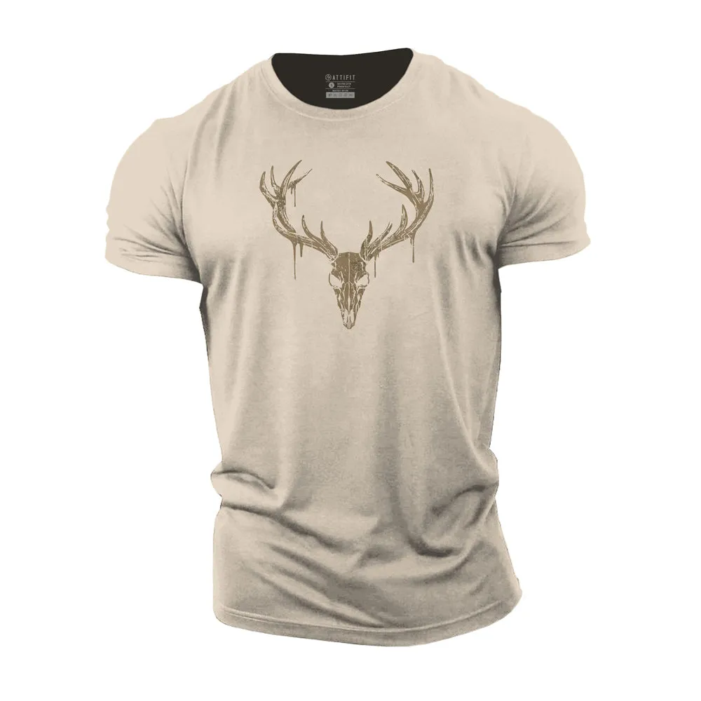 Elk Skull Cotton T-Shirts