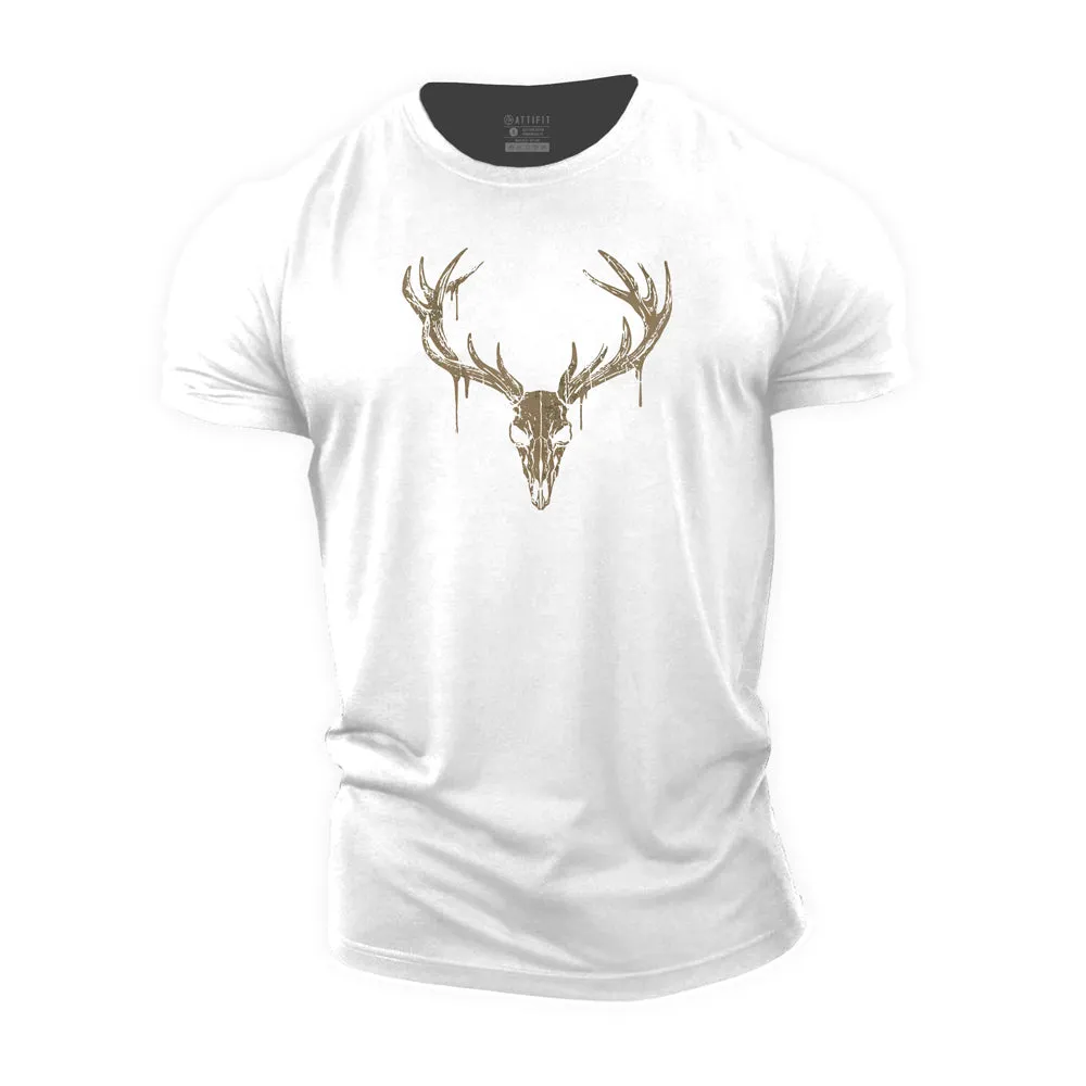 Elk Skull Cotton T-Shirts