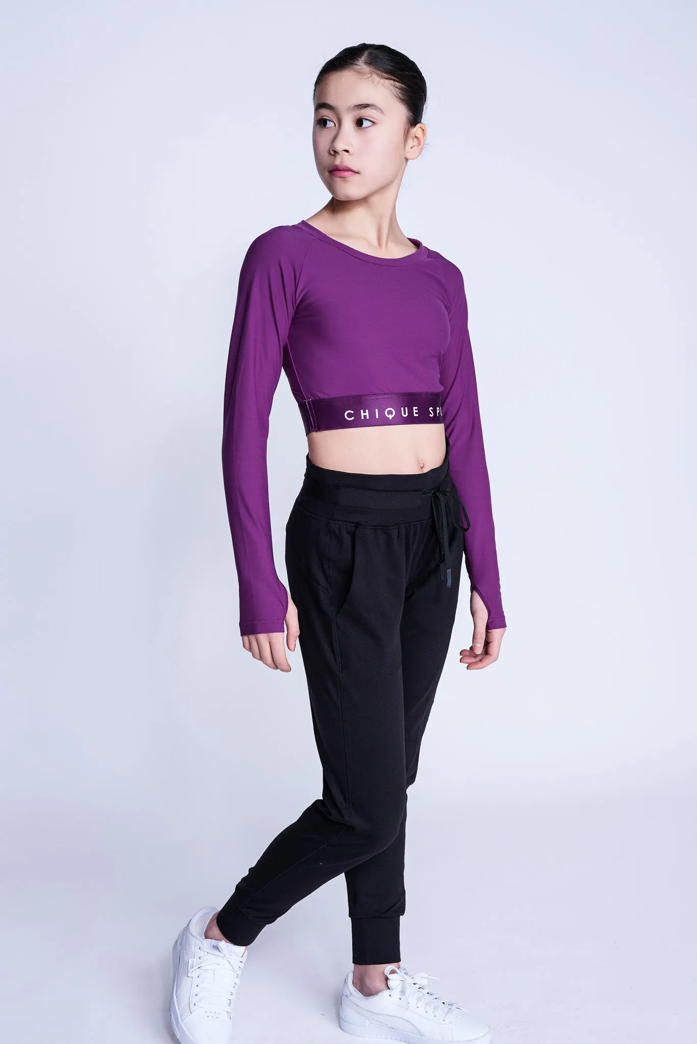 Empower Long-Sleeve Crop in Berry