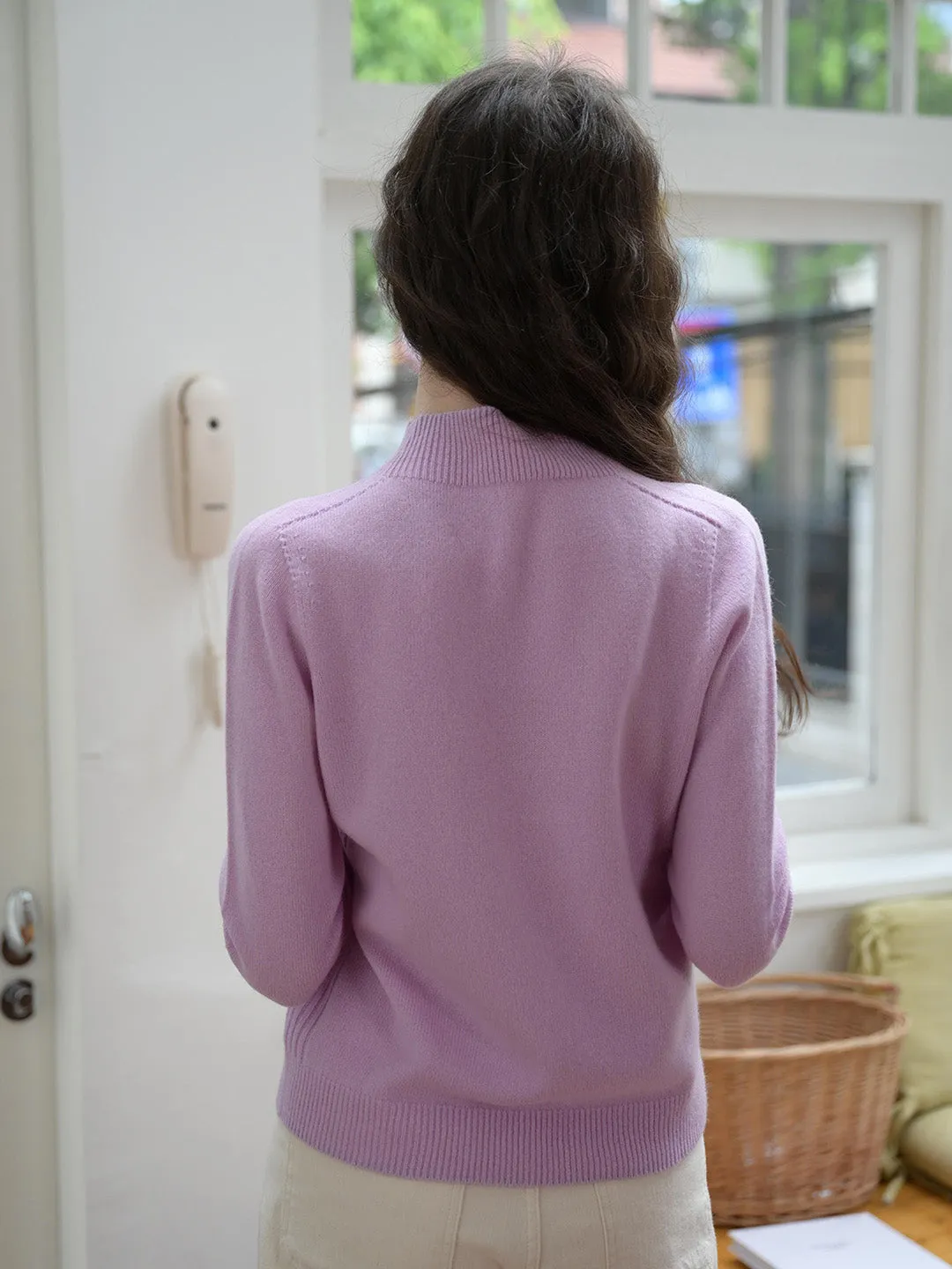 【Final Sale】Emily Mockneck 100% Wool Sweater - Purple