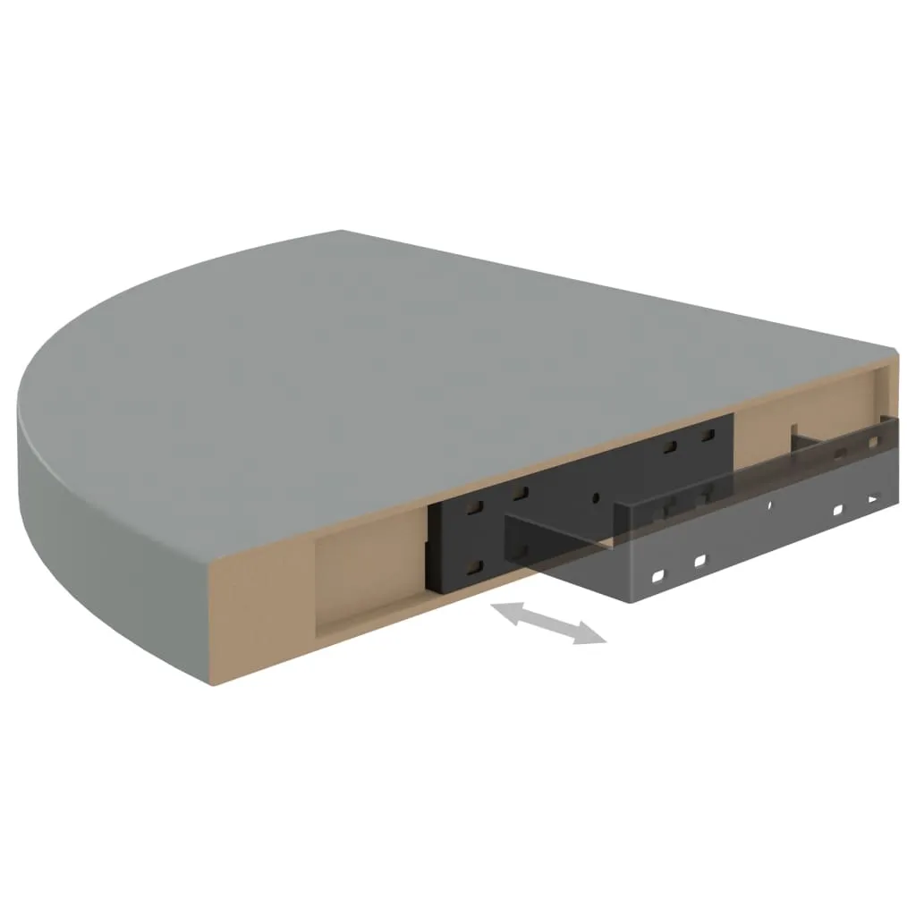 Floating Corner Shelf Grey 35x35x3.8 cm MDF