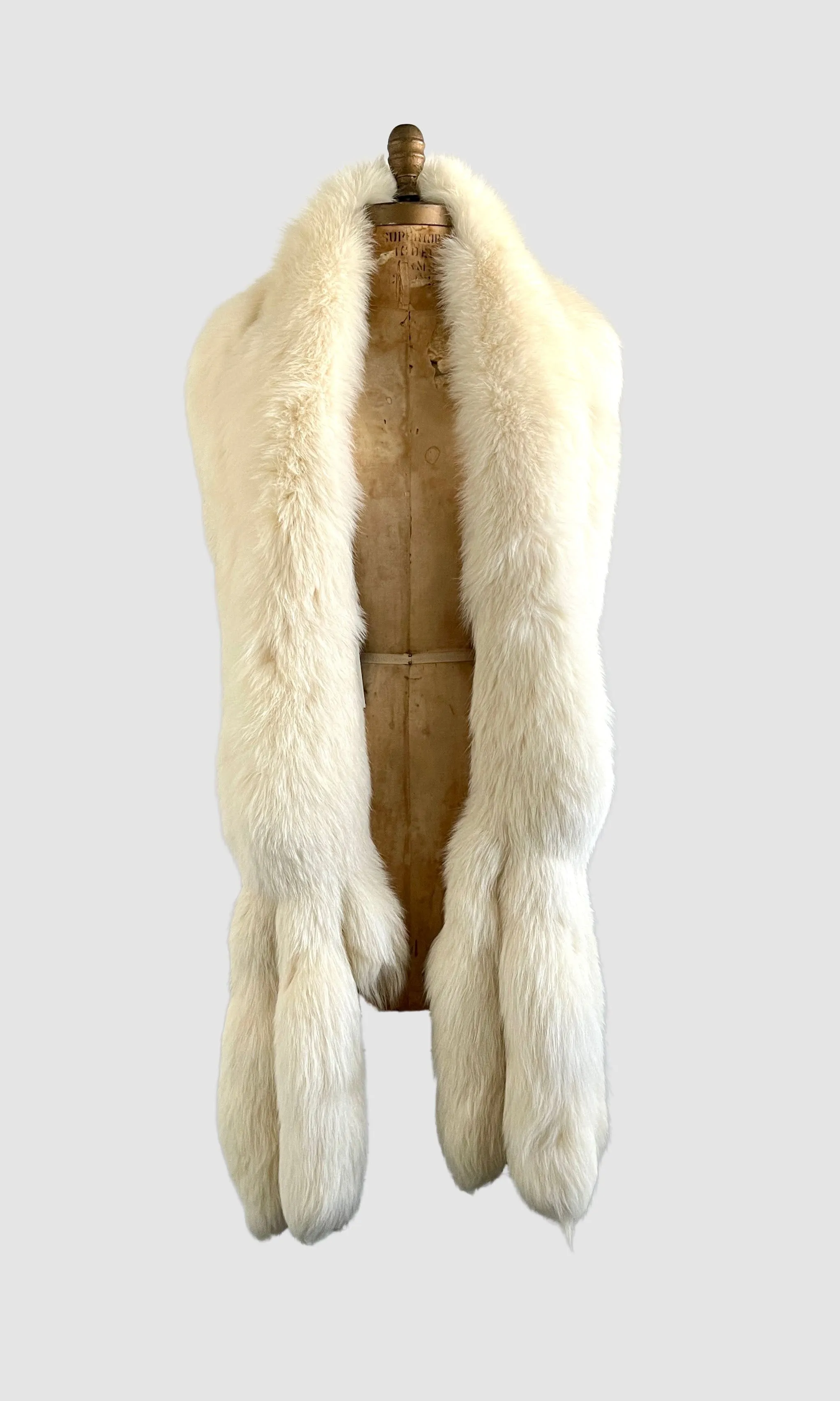 FOXY LADY 50s Arctic Fox Long Wrap with Fringe