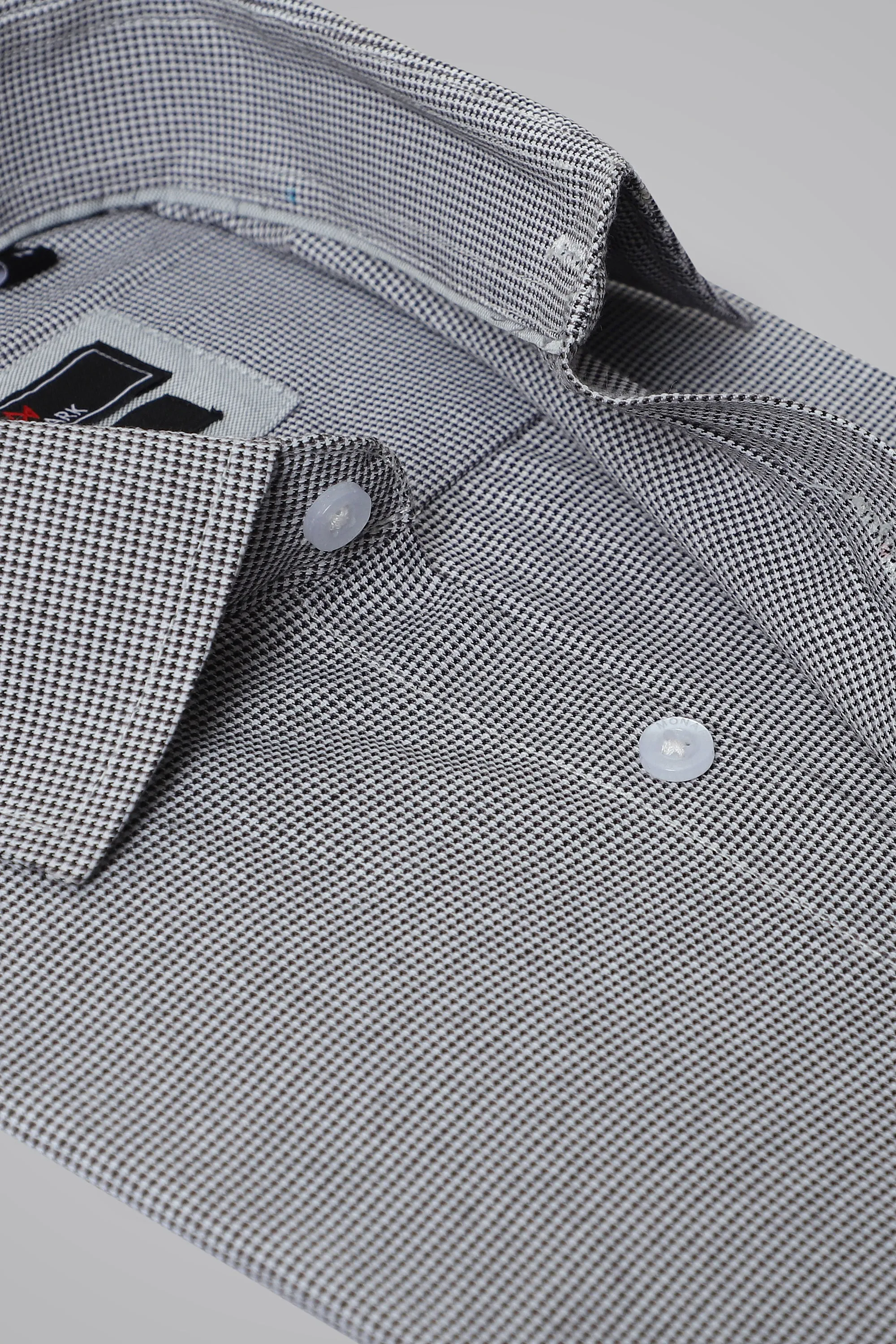 HOUNDSTOOTH TEX. FORMAL SHIRT