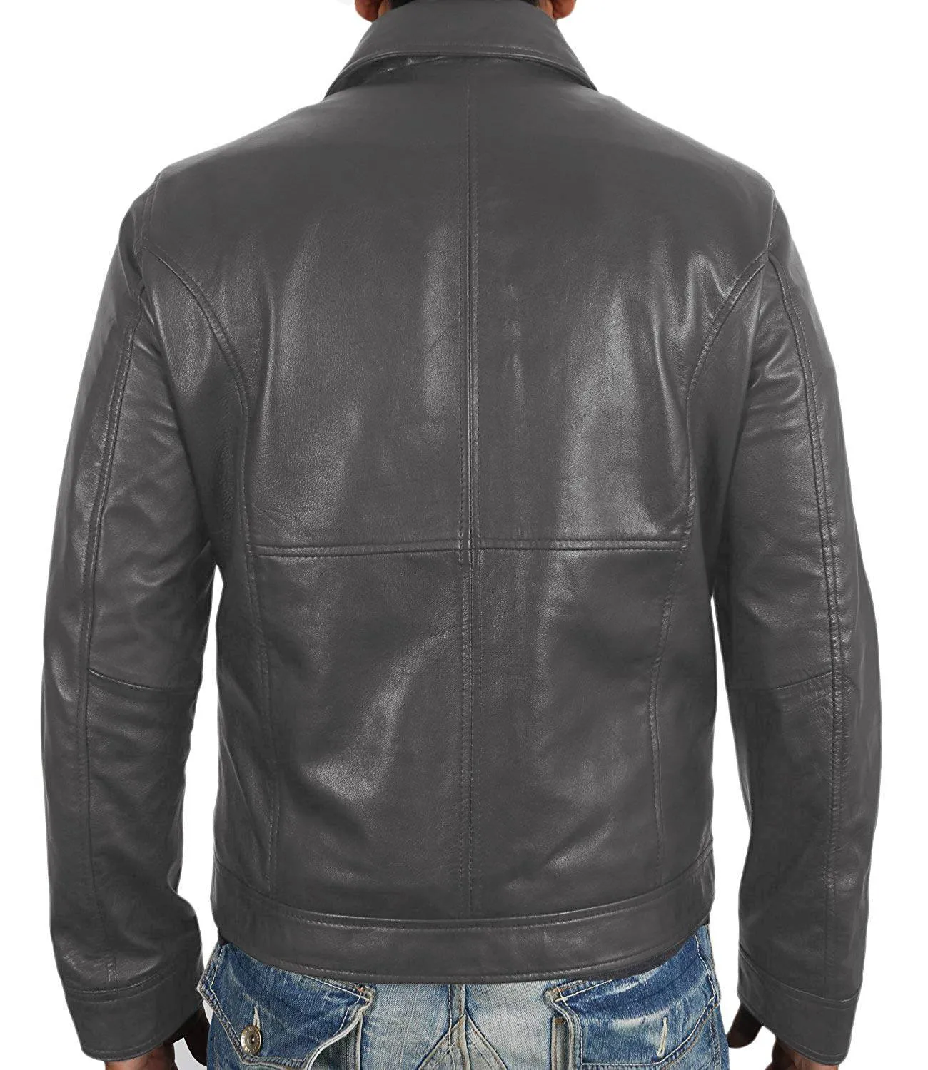 Leather Jackets Hub Mens Genuine Lambskin Leather Jacket (Black, Aviator Jacket) - 1501378