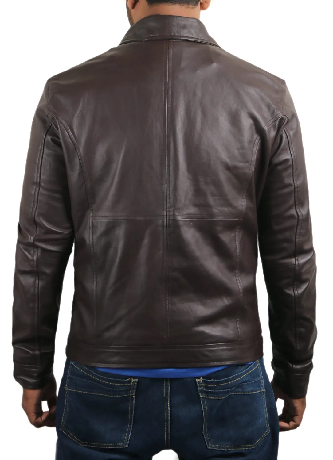 Leather Jackets Hub Mens Genuine Lambskin Leather Jacket (Black, Aviator Jacket) - 1501378