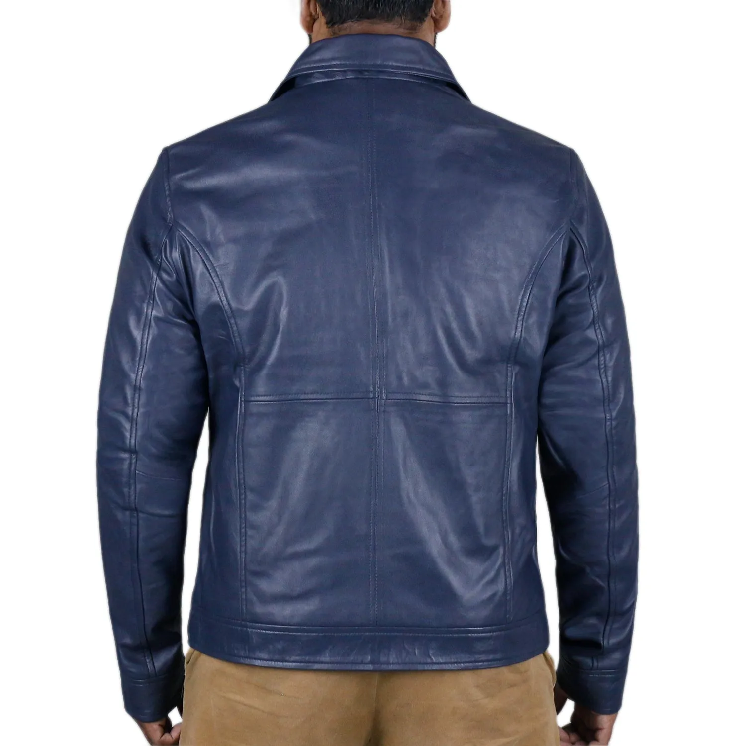 Leather Jackets Hub Mens Genuine Lambskin Leather Jacket (Black, Aviator Jacket) - 1501378