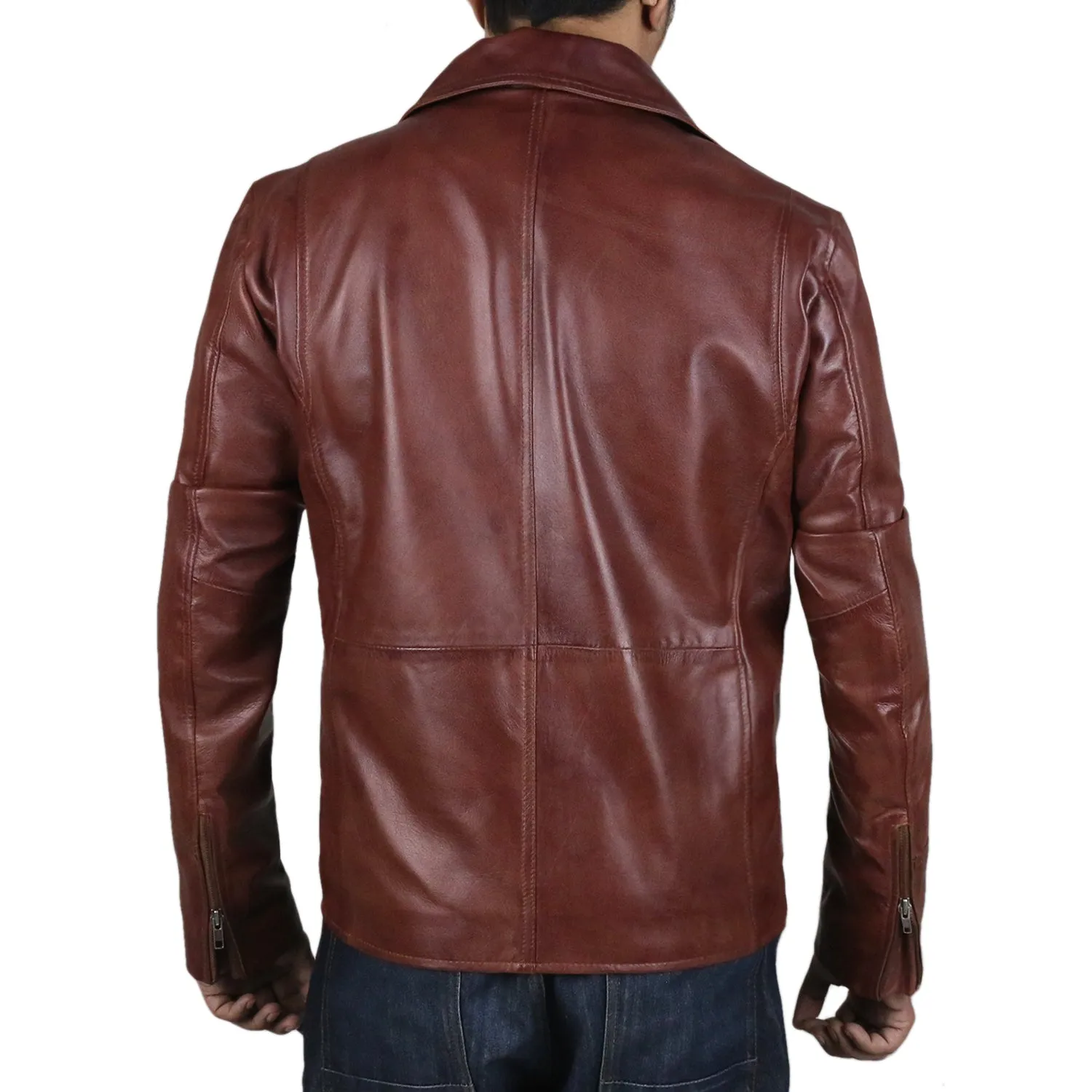 Leather Jackets Hub Mens Genuine Lambskin Leather Jacket (Black, Aviator Jacket) - 1801004