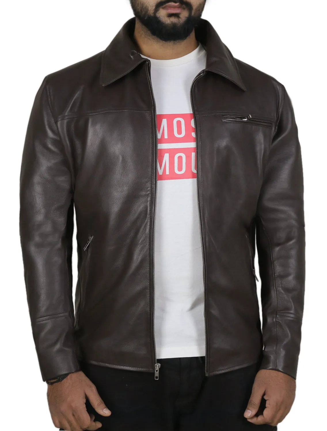 Leather Jackets Hub Mens Genuine Lambskin Leather Jacket (Black, Aviator Jacket) - 1801004