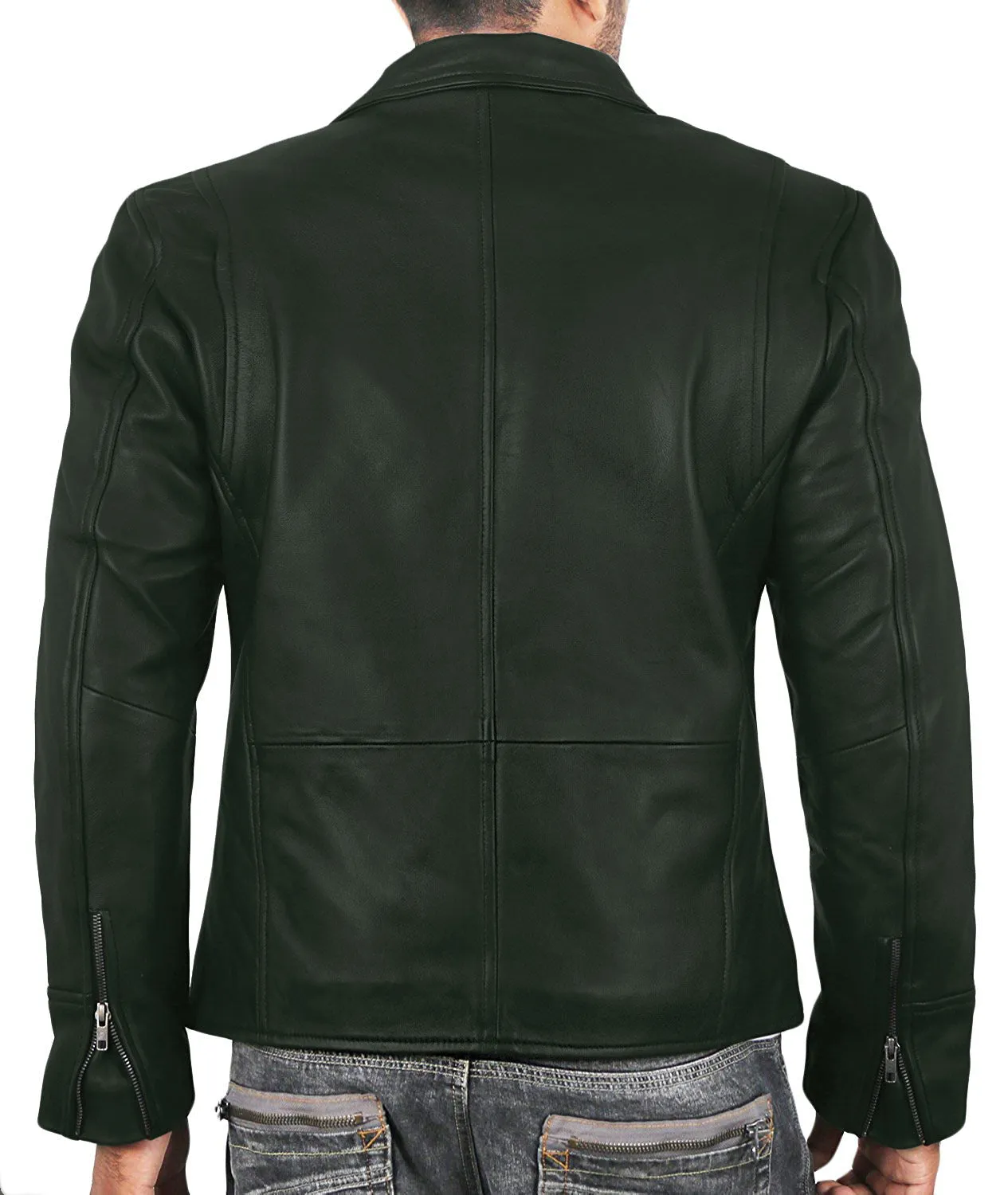 Leather Jackets Hub Mens Genuine Lambskin Leather Jacket (Black, Aviator Jacket) - 1801004