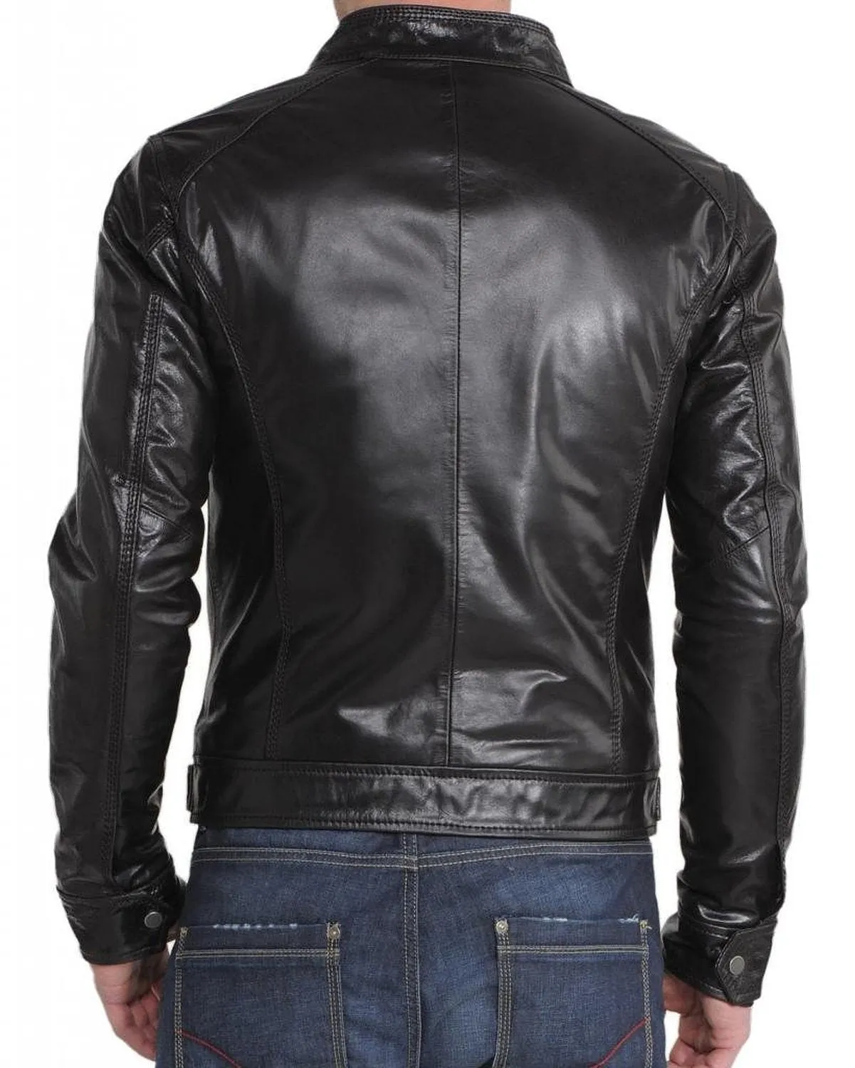 Leather Jackets Hub Mens Genuine Lambskin Leather Jacket (Black, Fencing Jacket) - 1501266