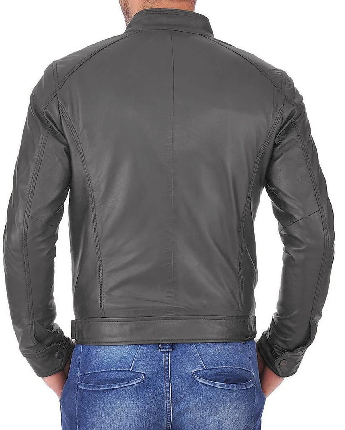 Leather Jackets Hub Mens Genuine Lambskin Leather Jacket (Black, Fencing Jacket) - 1501266