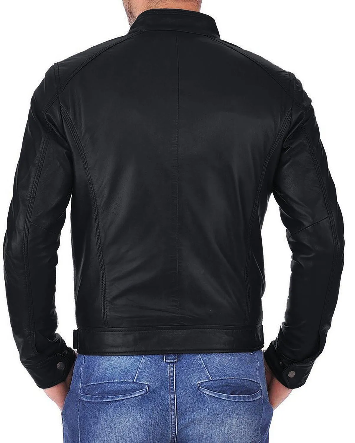 Leather Jackets Hub Mens Genuine Lambskin Leather Jacket (Black, Fencing Jacket) - 1501266