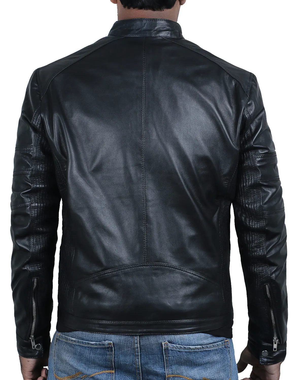 Leather Jackets Hub Mens Genuine Lambskin Leather Jacket (Black, Fencing Jacket) - 1501320