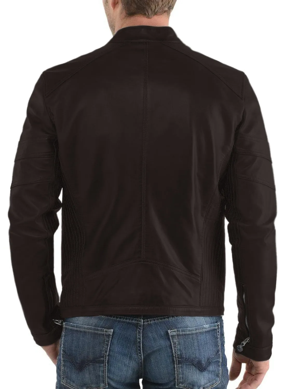 Leather Jackets Hub Mens Genuine Lambskin Leather Jacket (Black, Fencing Jacket) - 1501320