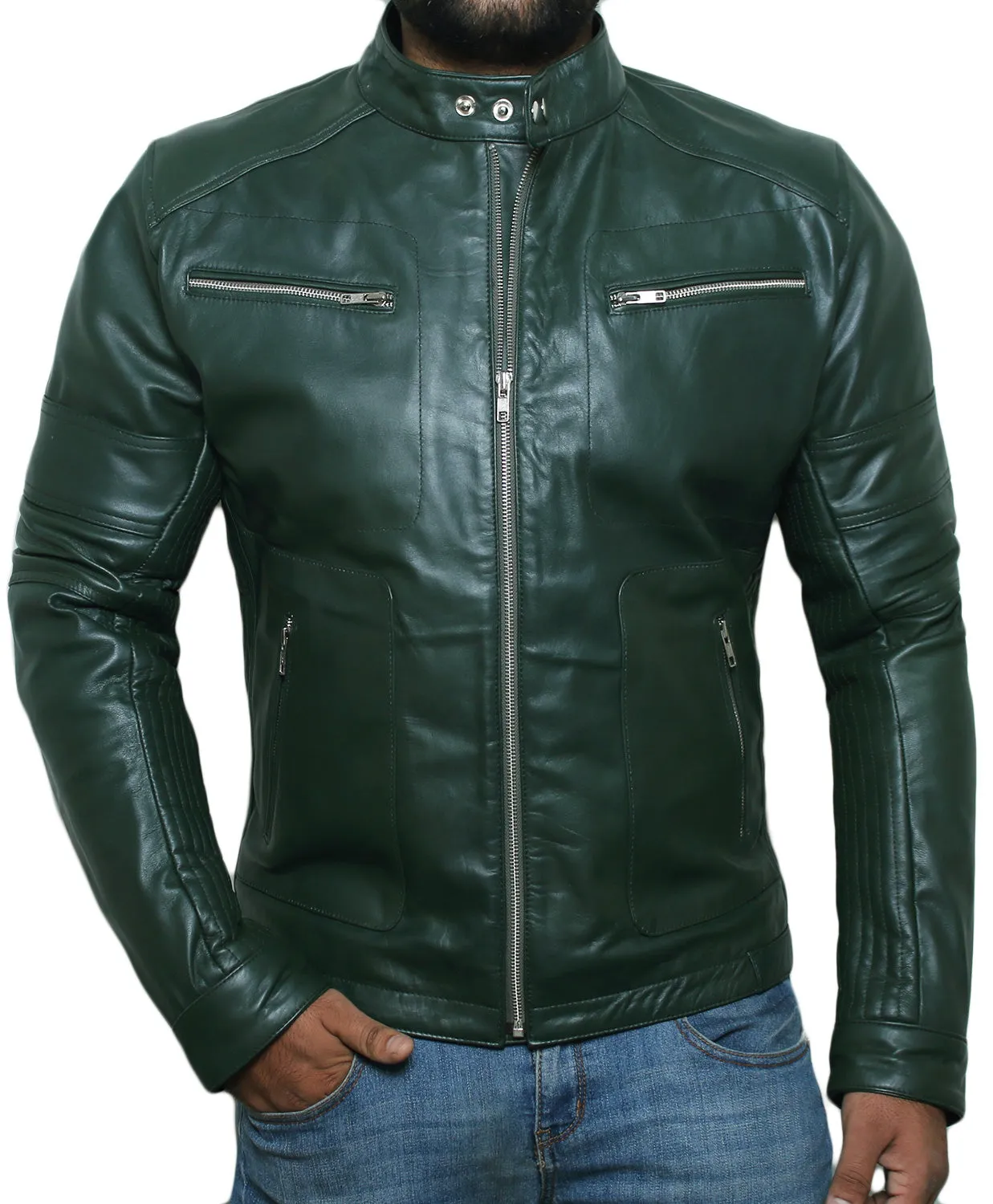 Leather Jackets Hub Mens Genuine Lambskin Leather Jacket (Black, Fencing Jacket) - 1501320