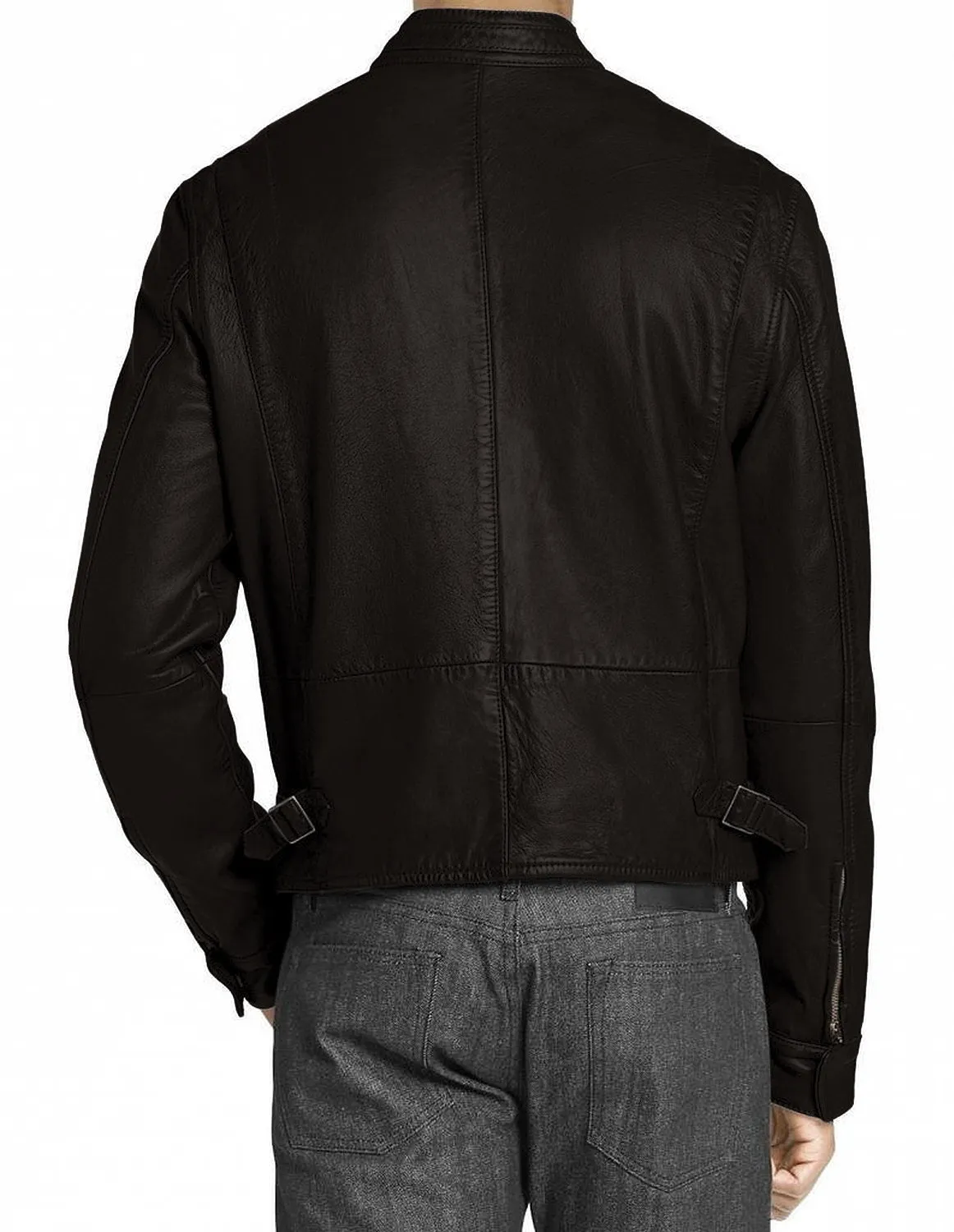 Leather Jackets Hub Mens Genuine Lambskin Leather Jacket (Black, Racer Jacket) - 1501226