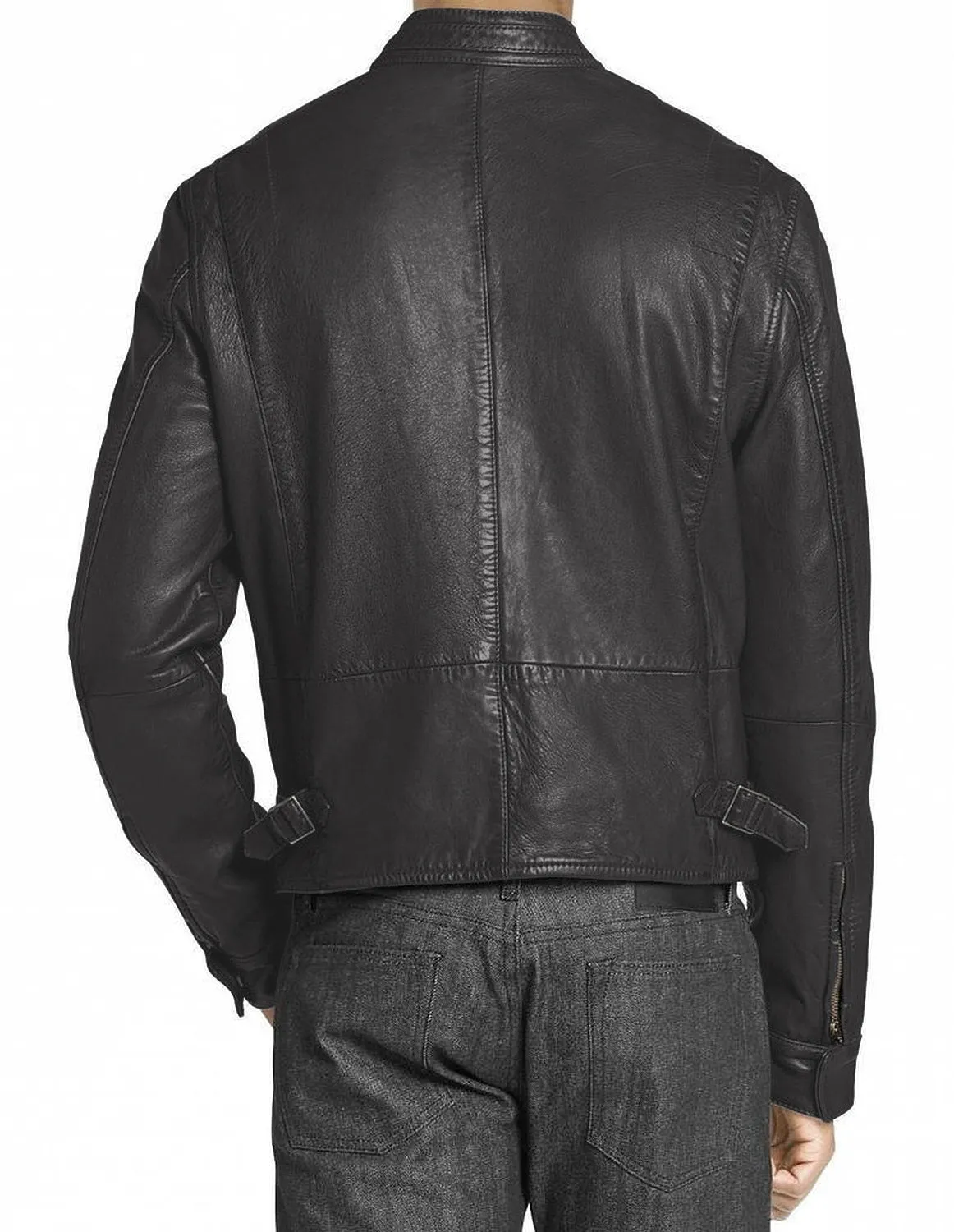 Leather Jackets Hub Mens Genuine Lambskin Leather Jacket (Black, Racer Jacket) - 1501226