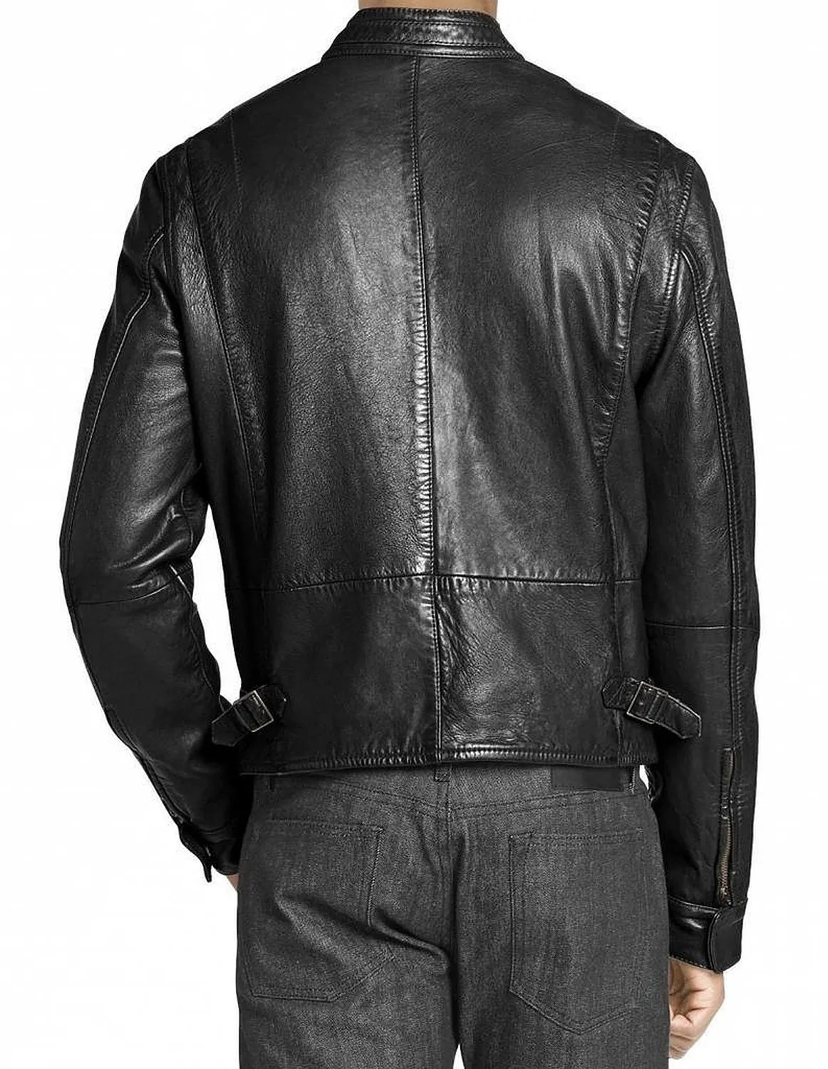 Leather Jackets Hub Mens Genuine Lambskin Leather Jacket (Black, Racer Jacket) - 1501226