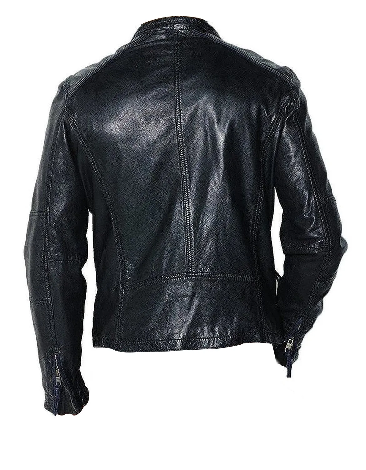 Leather Jackets Hub Mens Genuine Lambskin Leather Jacket (Black, Racer Jacket) - 1501328