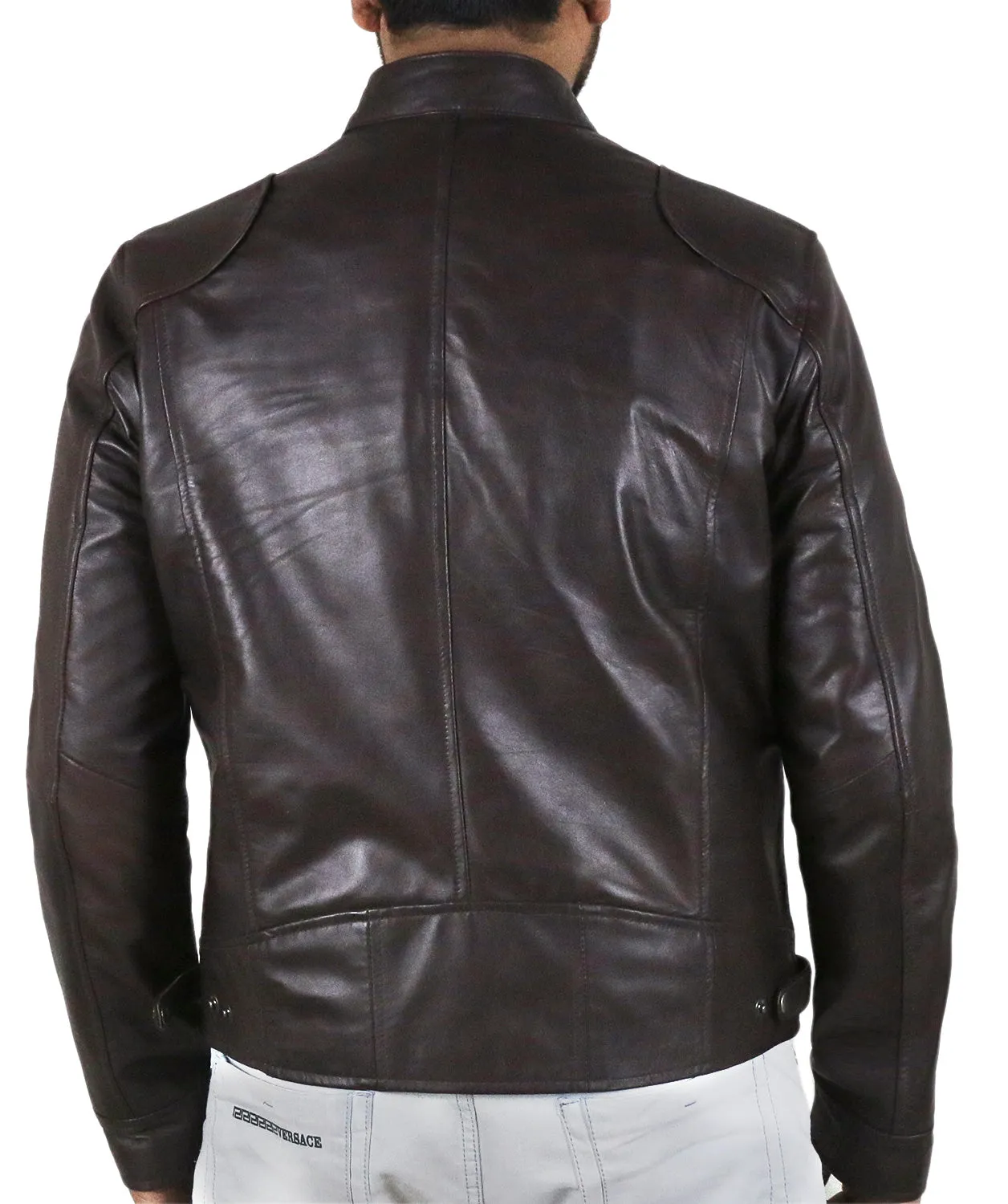 Leather Jackets Hub Men's Sword Black Genuine Lambskin Leather Biker Jacket (Black, Racer Jacket) - 1501533