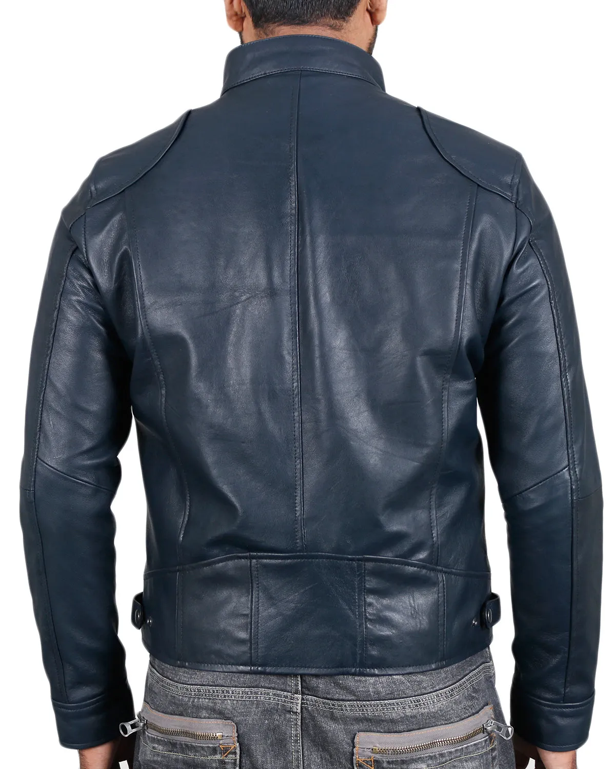 Leather Jackets Hub Men's Sword Black Genuine Lambskin Leather Biker Jacket (Black, Racer Jacket) - 1501533