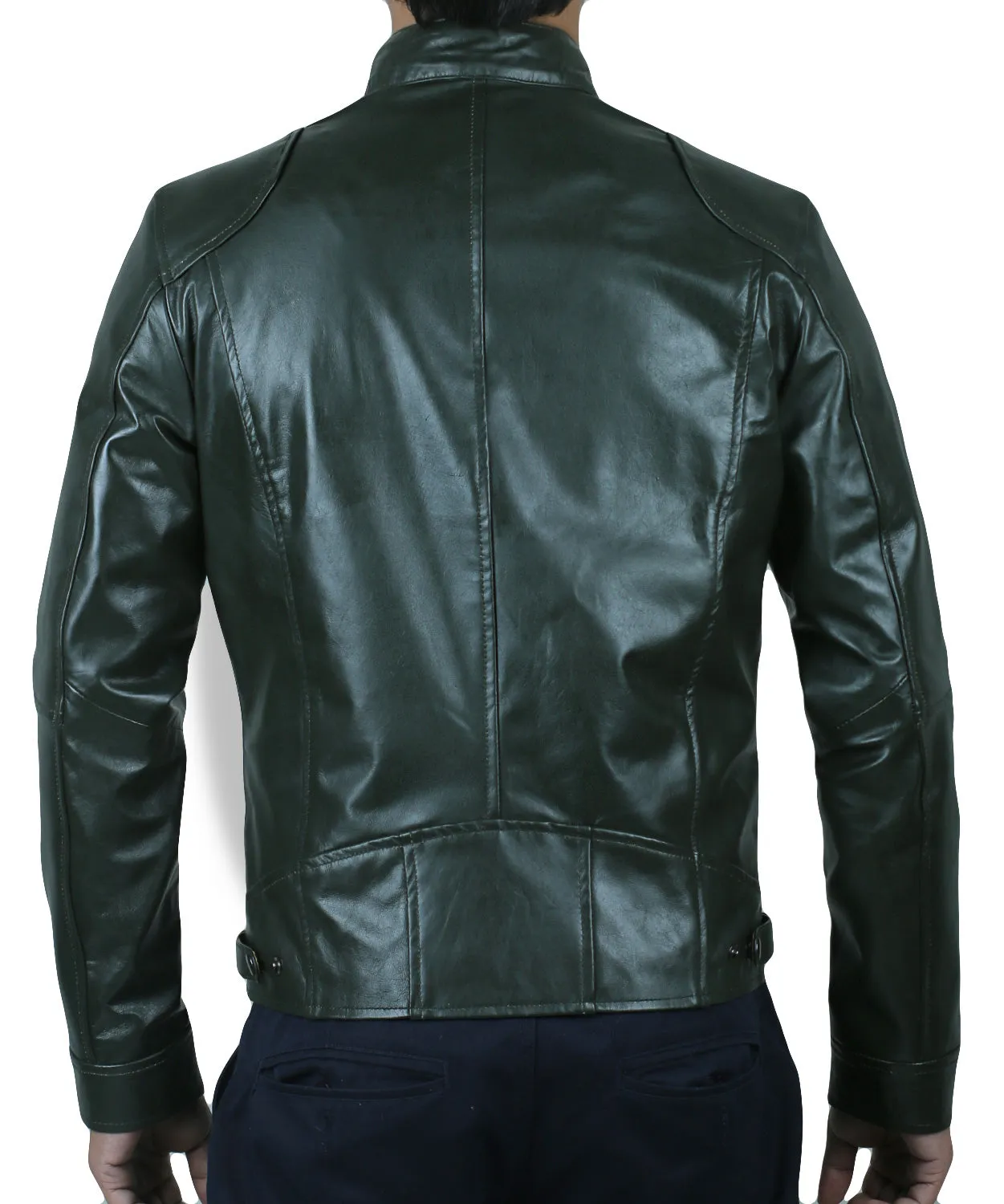 Leather Jackets Hub Men's Sword Black Genuine Lambskin Leather Biker Jacket (Black, Racer Jacket) - 1501533