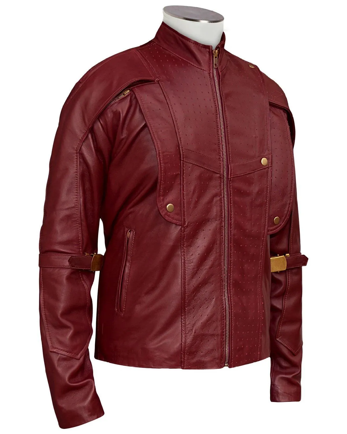 Leather Jackets Hub Mens Synthetic Leather Jacket (Maroon, Fencing Jacket) - 1501534