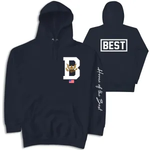 LETTERMAN B HOME OF THE BEST Navy HOODIE