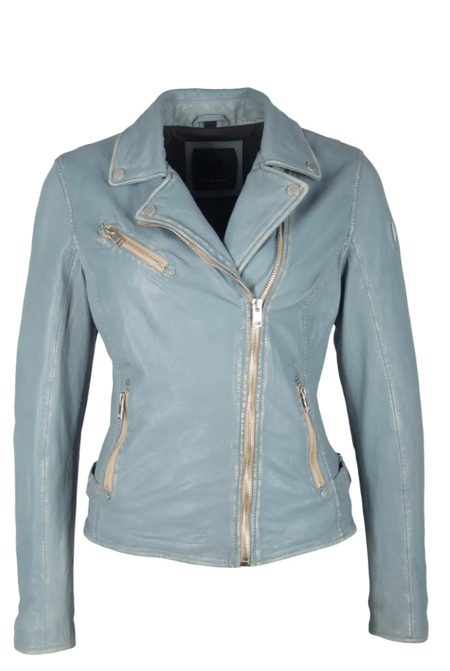 Mauritius Sofia Classic Moto Leather Jacket Winter Sky