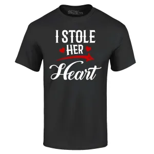 Men'S I Stole Her Heart Couples Matching Valentine Graphic T-Shirt Large Black