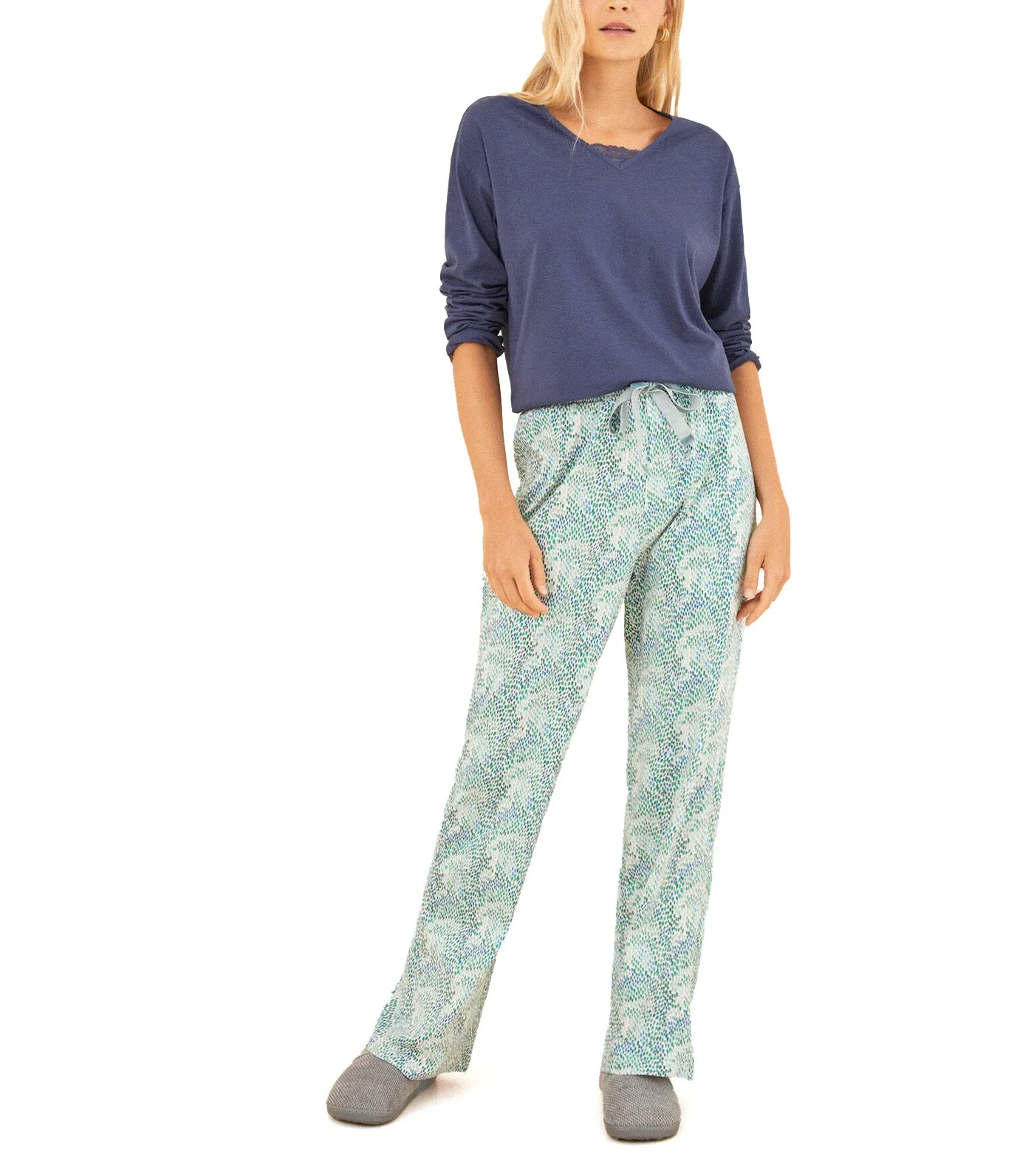 Moniquilla Mottled Printed 100% Cotton Long Pants Multicolor