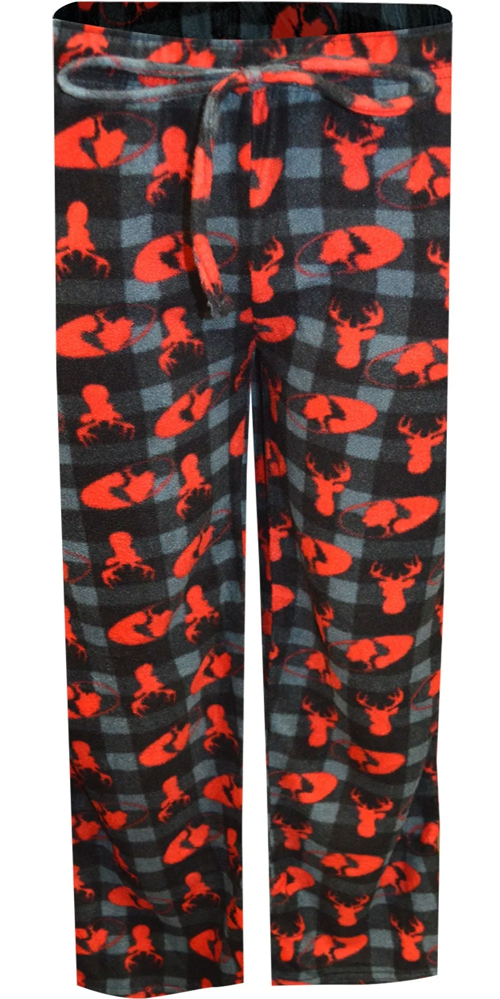 Mossy Oak Men's Black and Red Plaid Fleece Lounge Pant