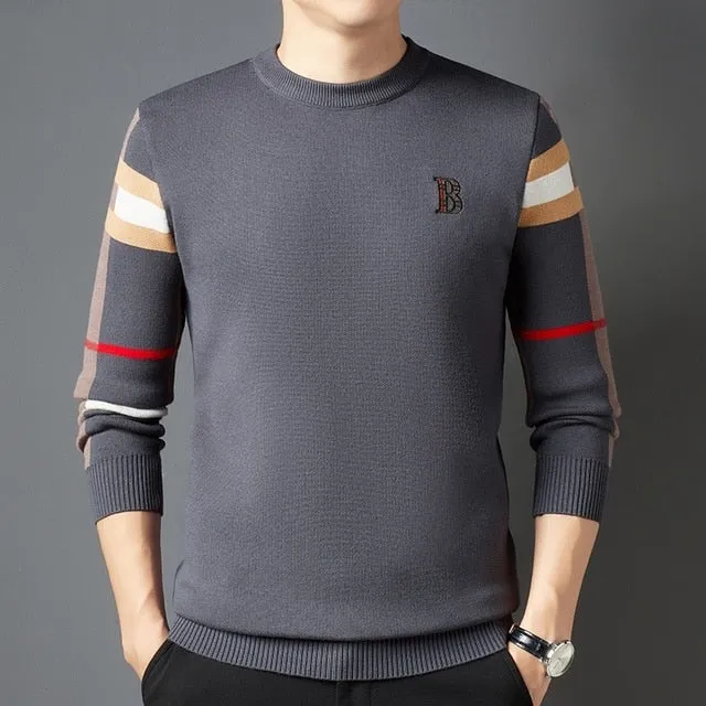 New Design Men Stripe luxury Long Sleeve High Quality Sweater