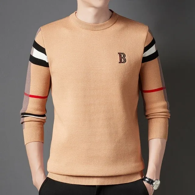 New Design Men Stripe luxury Long Sleeve High Quality Sweater