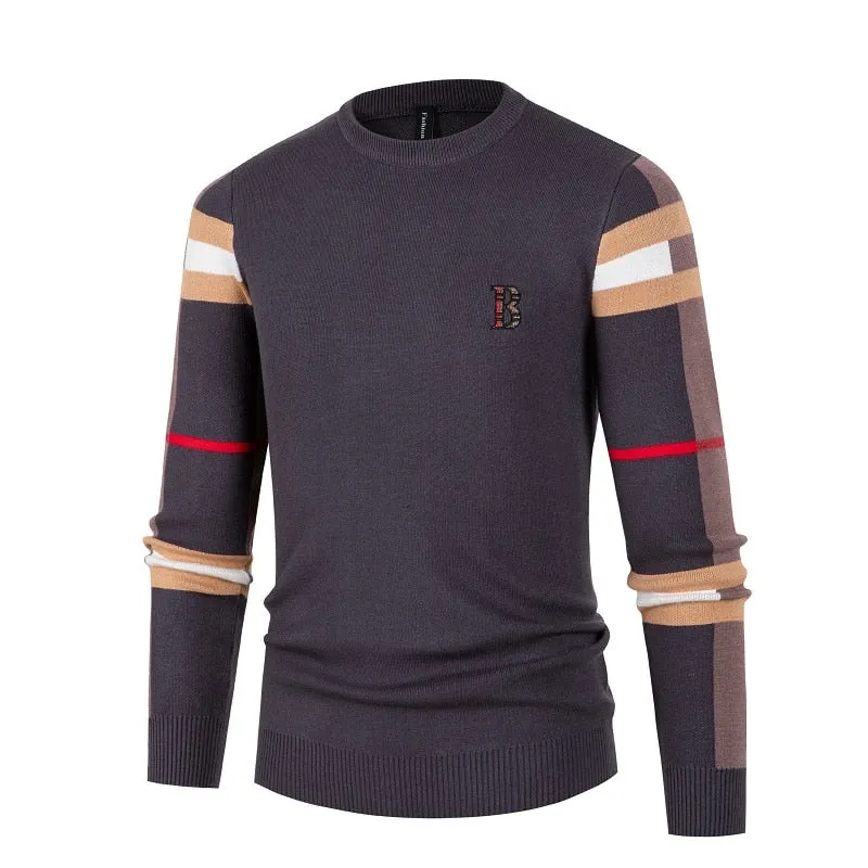 New Design Men Stripe luxury Long Sleeve High Quality Sweater