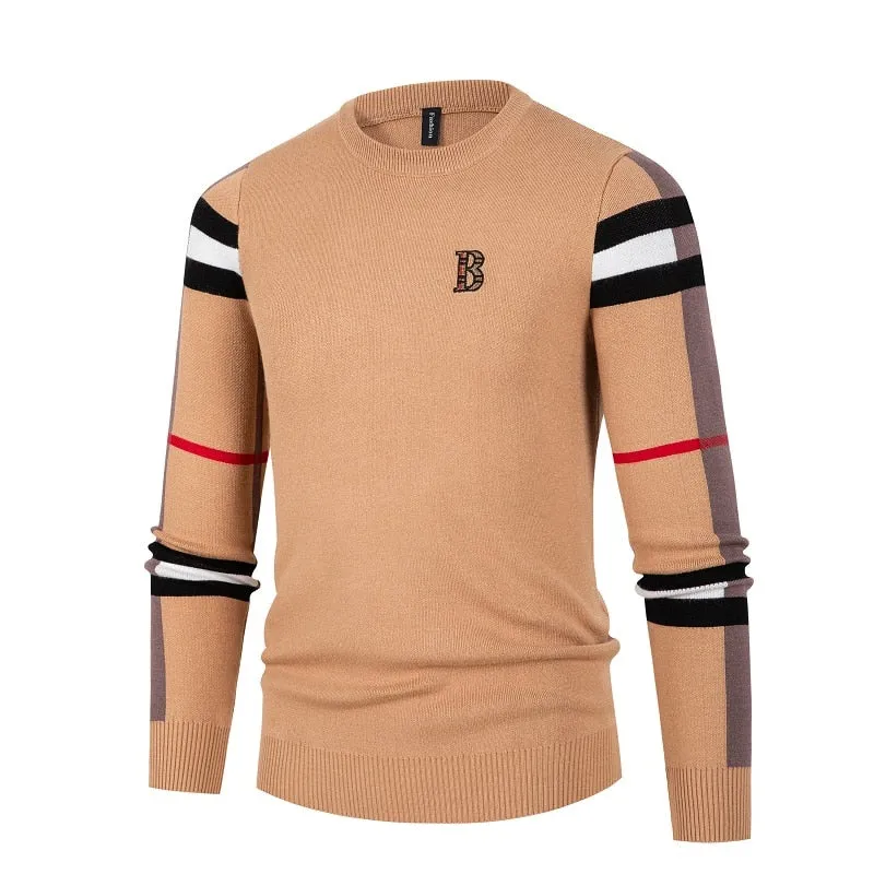 New Design Men Stripe luxury Long Sleeve High Quality Sweater