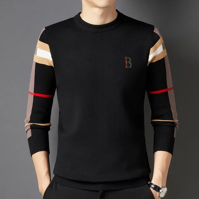 New Design Men Stripe luxury Long Sleeve High Quality Sweater