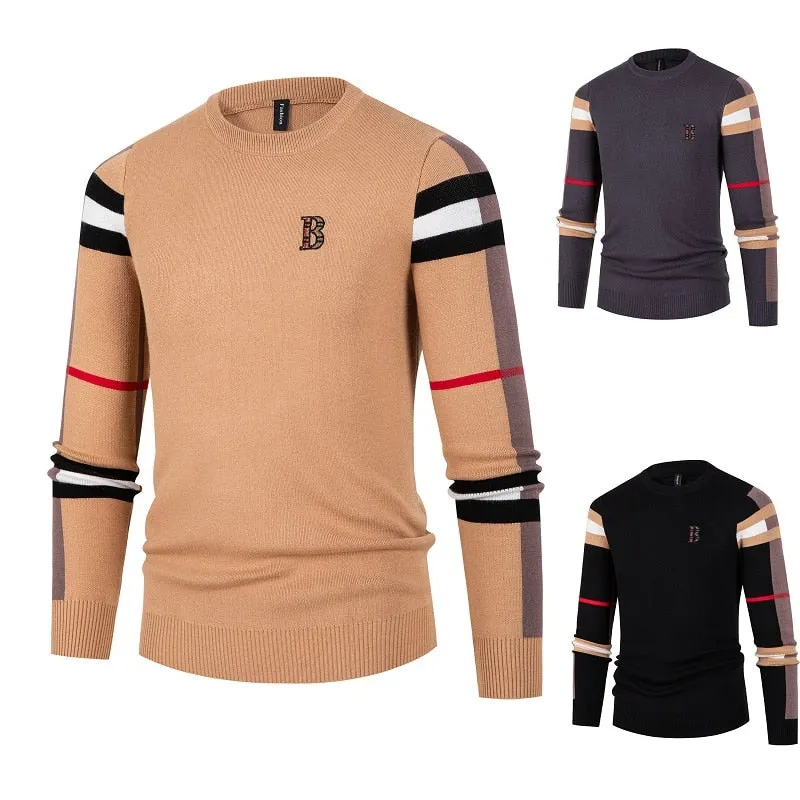 New Design Men Stripe luxury Long Sleeve High Quality Sweater